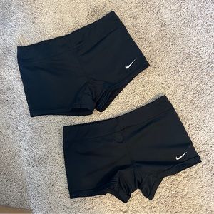 Set of 2 black Nike spandex volleyball shorts